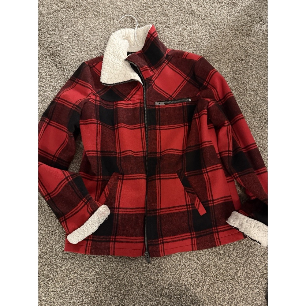 Women's Maurice's  Red‎ And Black Plaid Zip Up Jacket With Pockets Size XS